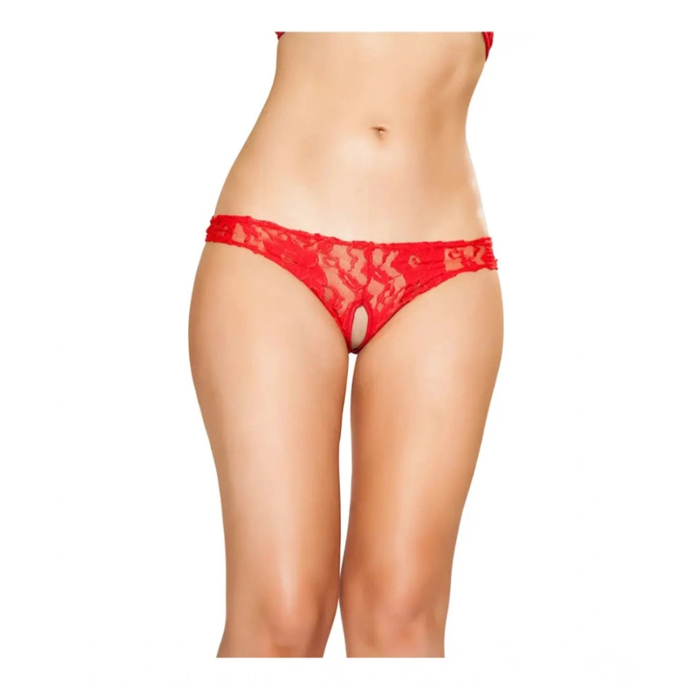 Amfyn Women's Pack Of_2  Nylon Spandex Self Design Bikini Panty (Red, Free Size: Fit to S, M, L)