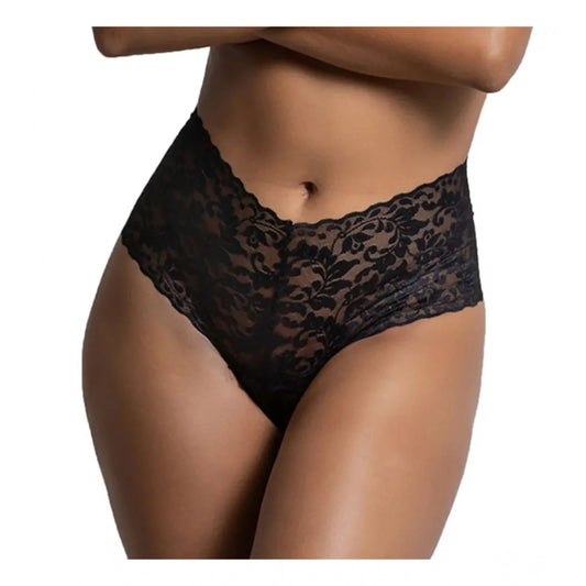 Amfyn Women's Pack Of_2  Nylon Spandex Self Design Thong Panty (Black, Free Size: Fit to S, M, L)