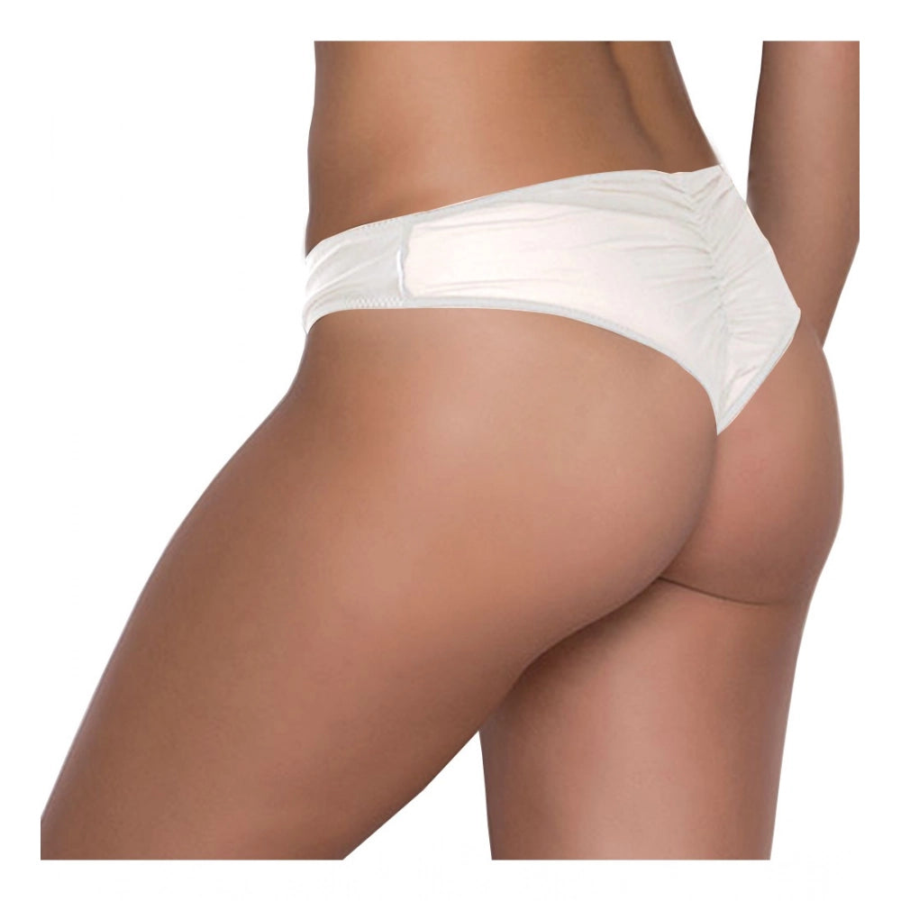 Amfyn Women's Pack Of_2  Polyester Spandex Solid Thong Panty (White, Free Size: Fit to S, M, L)