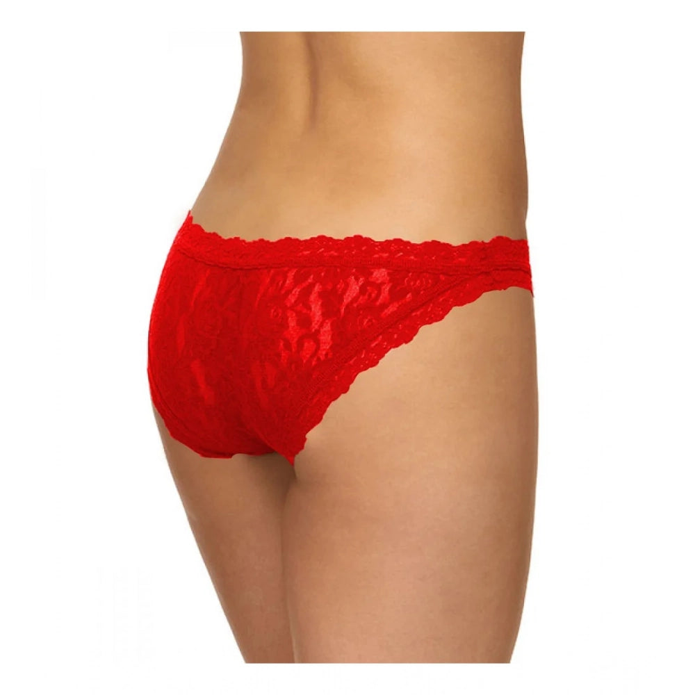 Amfyn Women's Pack Of_2  Nylon Spandex Self Design Brief Panty (Red, Free Size: Fit to S, M, L)