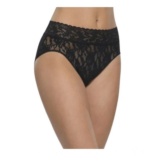 Amfyn Women's Pack Of_2  Nylon Spandex Self Design Brief Panty (Black, Free Size: Fit to S, M, L)