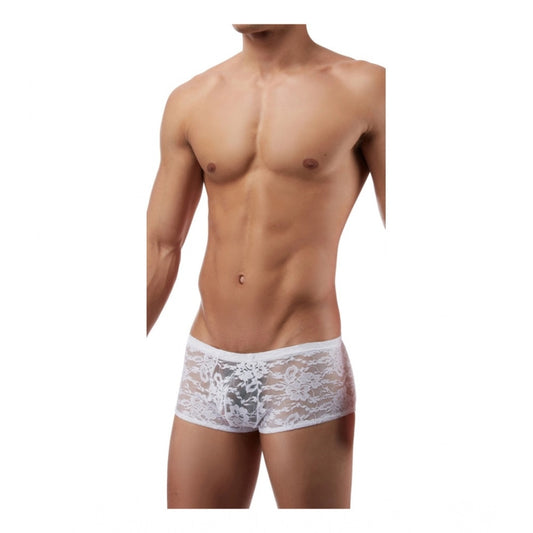 Amfyn Men's Nylon Spandex Solid Boxer Underwear (White, Free Size: Fit to S, M, L)