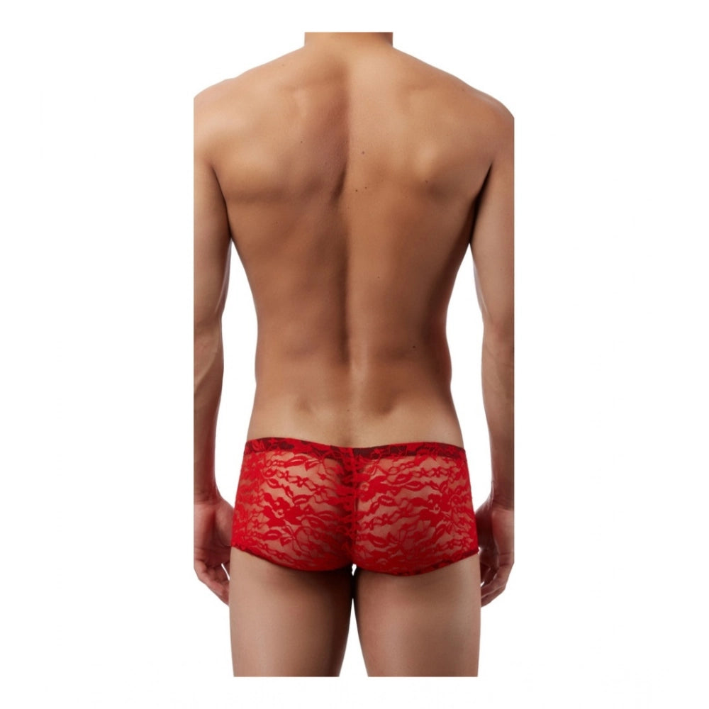 Amfyn Men's Nylon Spandex Solid Boxer Underwear (Red, Free Size: Fit to S, M, L)