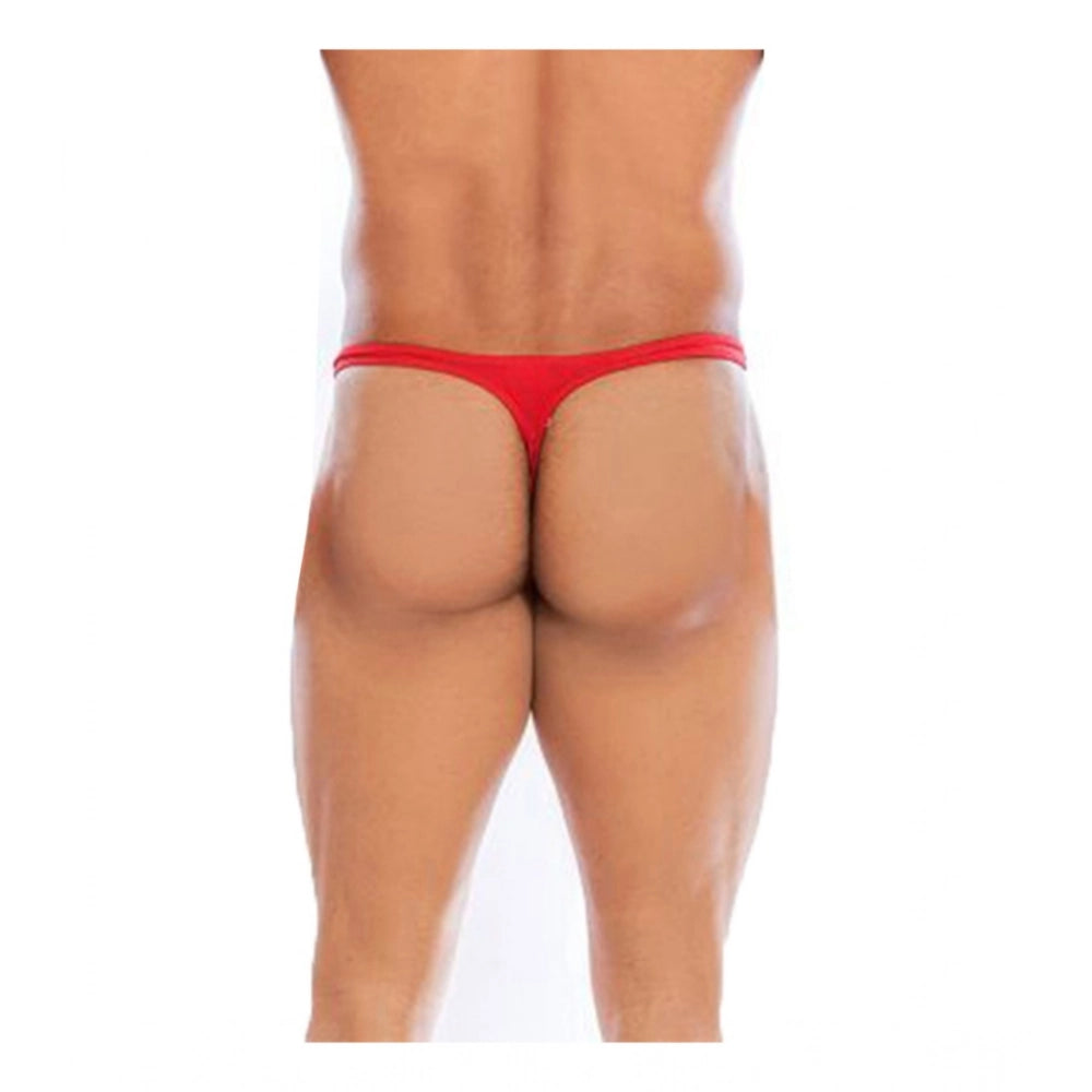 Amfyn Men's Pack Of_2  Polyester Spandex Solid Thong Underwear (Red, Free Size: Fit to S, M, L)