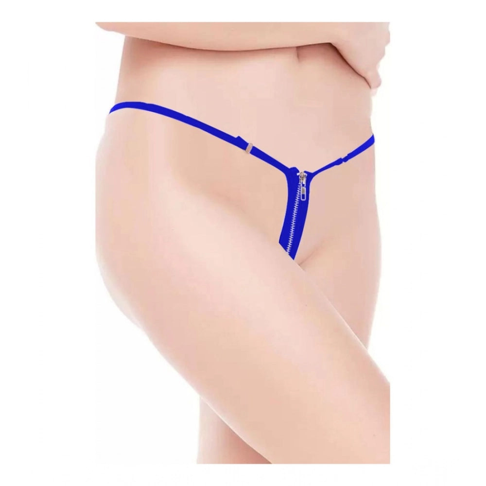 Amfyn Women's Pack Of_2  Polyester Spandex Solid G String Erotic Panty (Royal Blue, Free Size: Fit to S, M, L)