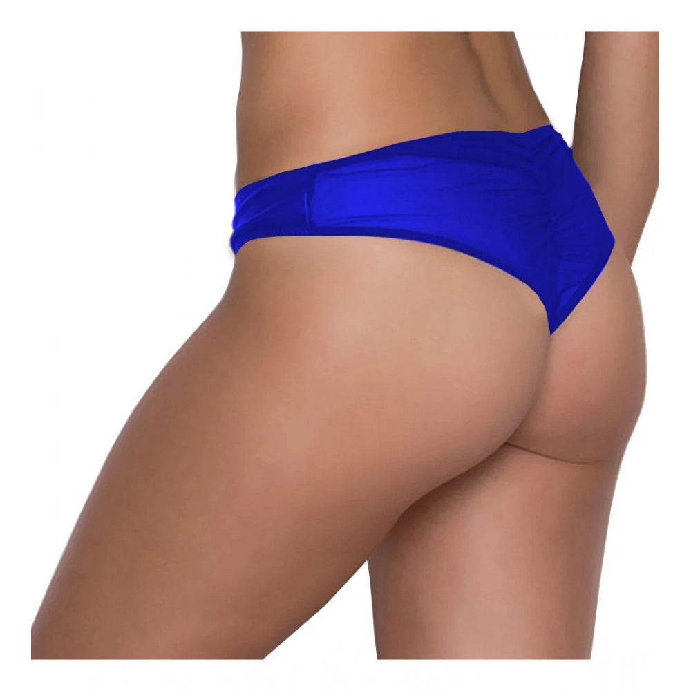 Amfyn Women's Pack Of_2  Polyester Spandex Solid Thong Panty (Royal Blue, Free Size: Fit to S, M, L)