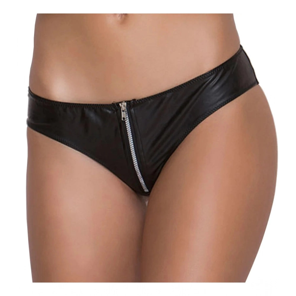 Amfyn Women's Pack Of_2  Polyester Spandex Solid Thong Panty (Black, Free Size: Fit to S, M, L)