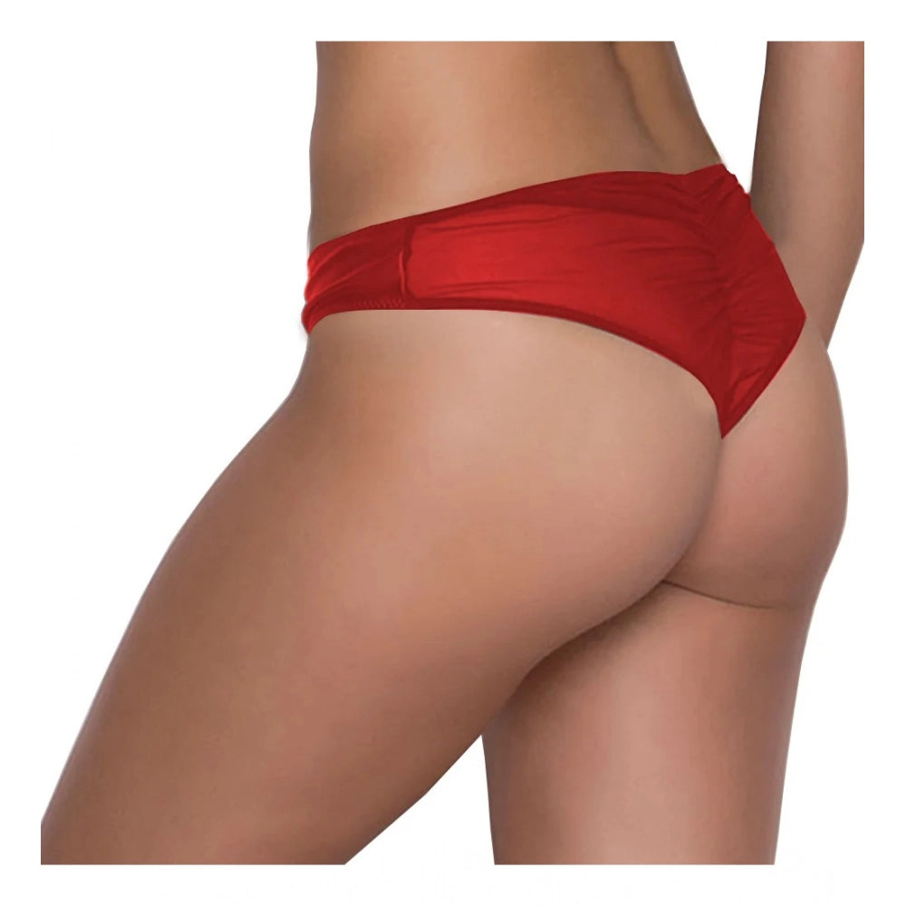 Amfyn Women's Pack Of_2  Polyester Spandex Solid Thong Panty (Red, Free Size: Fit to S, M, L)