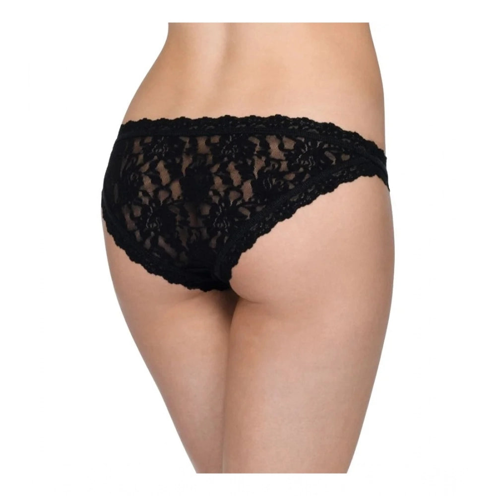 Amfyn Women's Pack Of_2  Nylon Spandex Self Design Brief Panty (Black, Free Size: Fit to S, M, L)