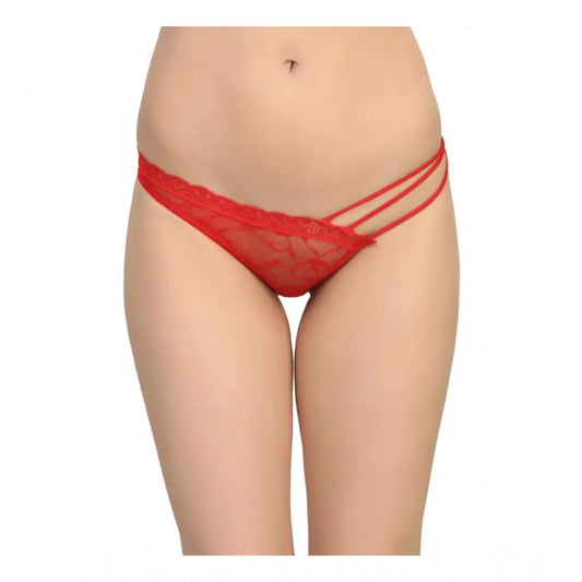 Amfyn Women's Pack Of_2  Nylon Spandex Self Design Brief Panty (Red, Free Size: Fit to S, M, L)