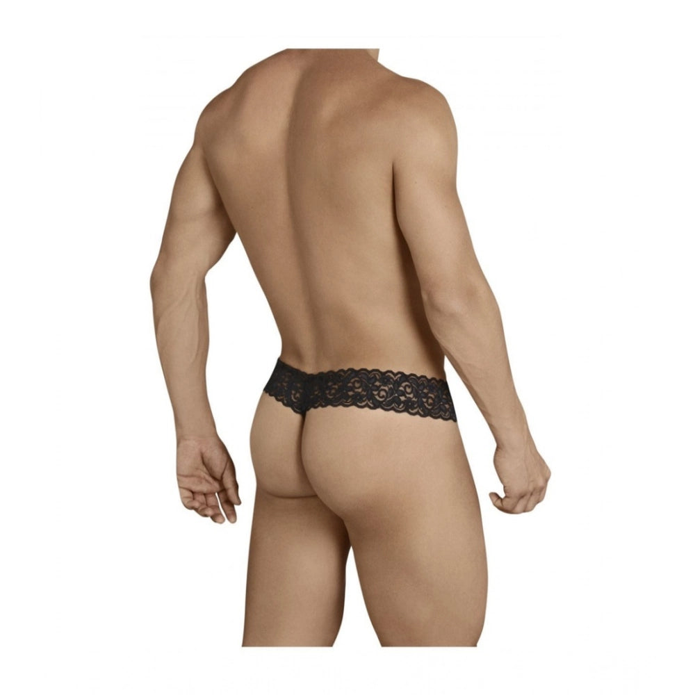 Amfyn Men's Pack Of_2  Power Net Lycra Lace Self Design G String Underwear (Black, Free Size: Fit to S, M, L)