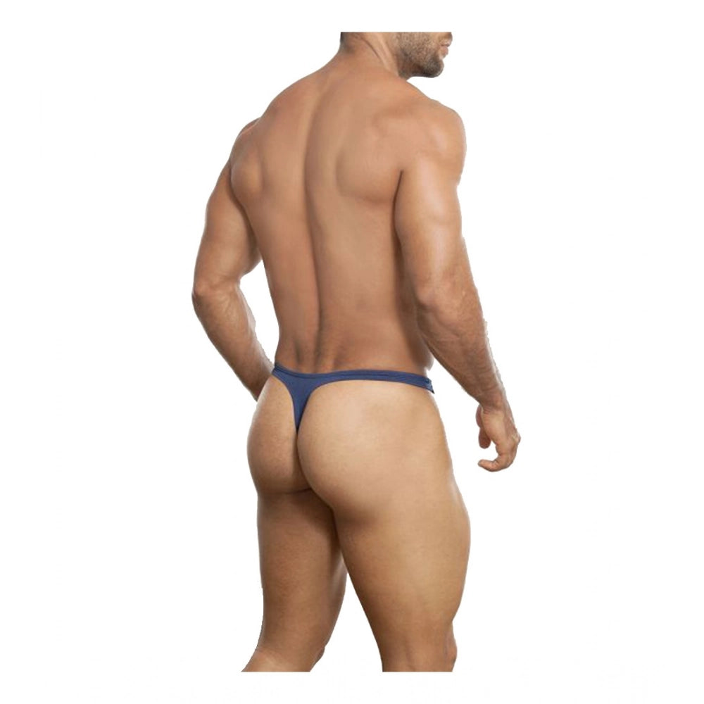 Amfyn Men's Pack Of_2  Polyester Spandex Solid Thong Underwear (Navy Blue, Free Size: Fit to S, M, L)