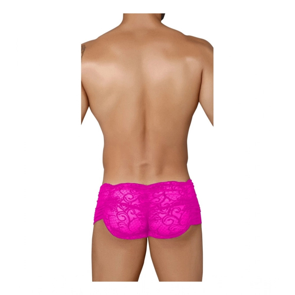 Amfyn Men's Pack Of_2  Nylon Spandex Self Design Boxer Underwear (Pink, Free Size: Fit to S, M, L)