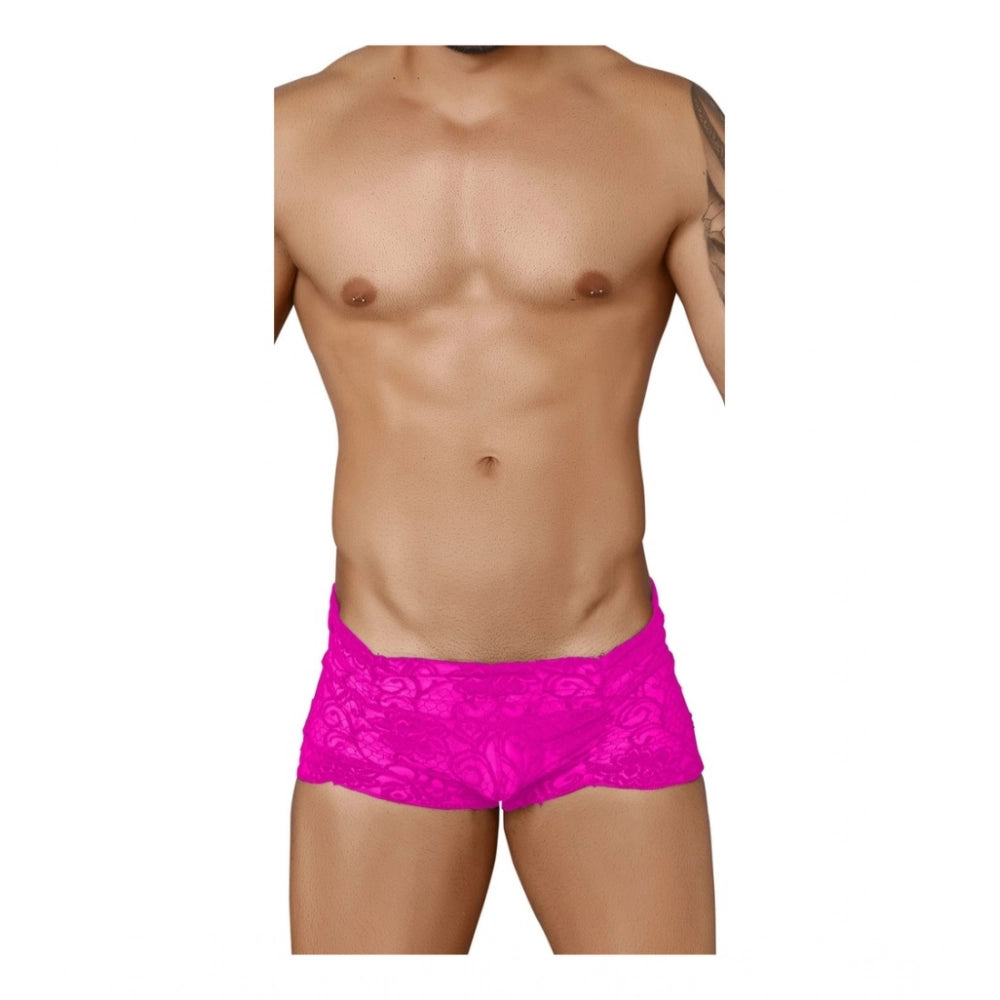 Amfyn Men's Pack Of_2  Nylon Spandex Self Design Boxer Underwear (Pink, Free Size: Fit to S, M, L)