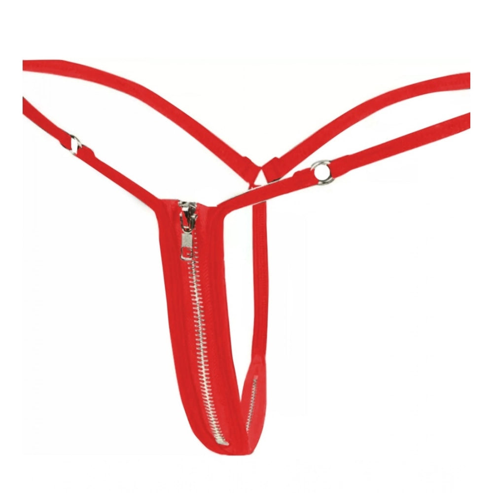 Amfyn Women's Pack Of_2  Polyester Spandex Solid G String Erotic Panty (Red, Free Size: Fit to S, M, L)