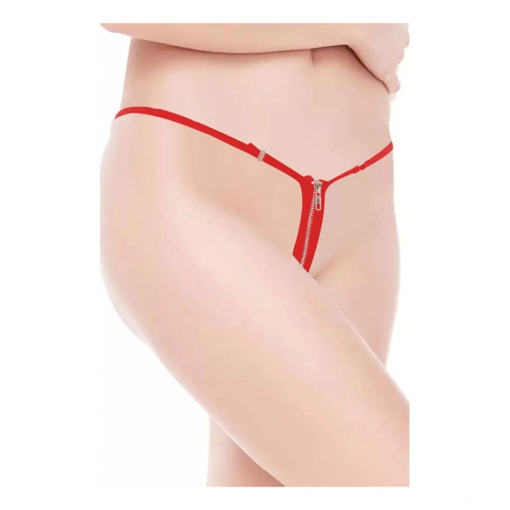 Amfyn Women's Pack Of_2  Polyester Spandex Solid G String Erotic Panty (Red, Free Size: Fit to S, M, L)