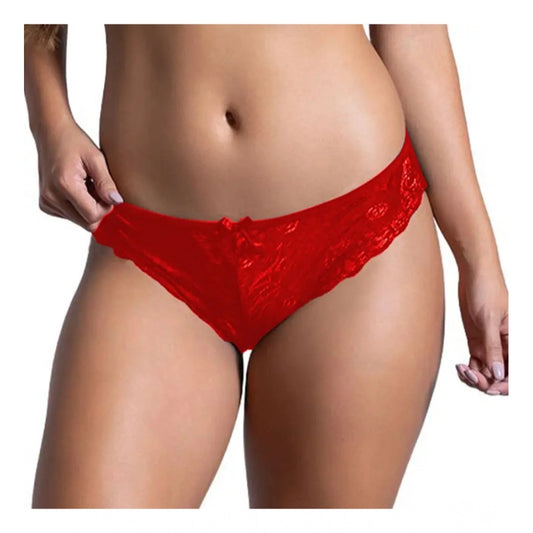 Amfyn Women's Pack Of_2  Nylon Spandex Self Design Brief Panty (Red, Free Size: Fit to S, M, L)