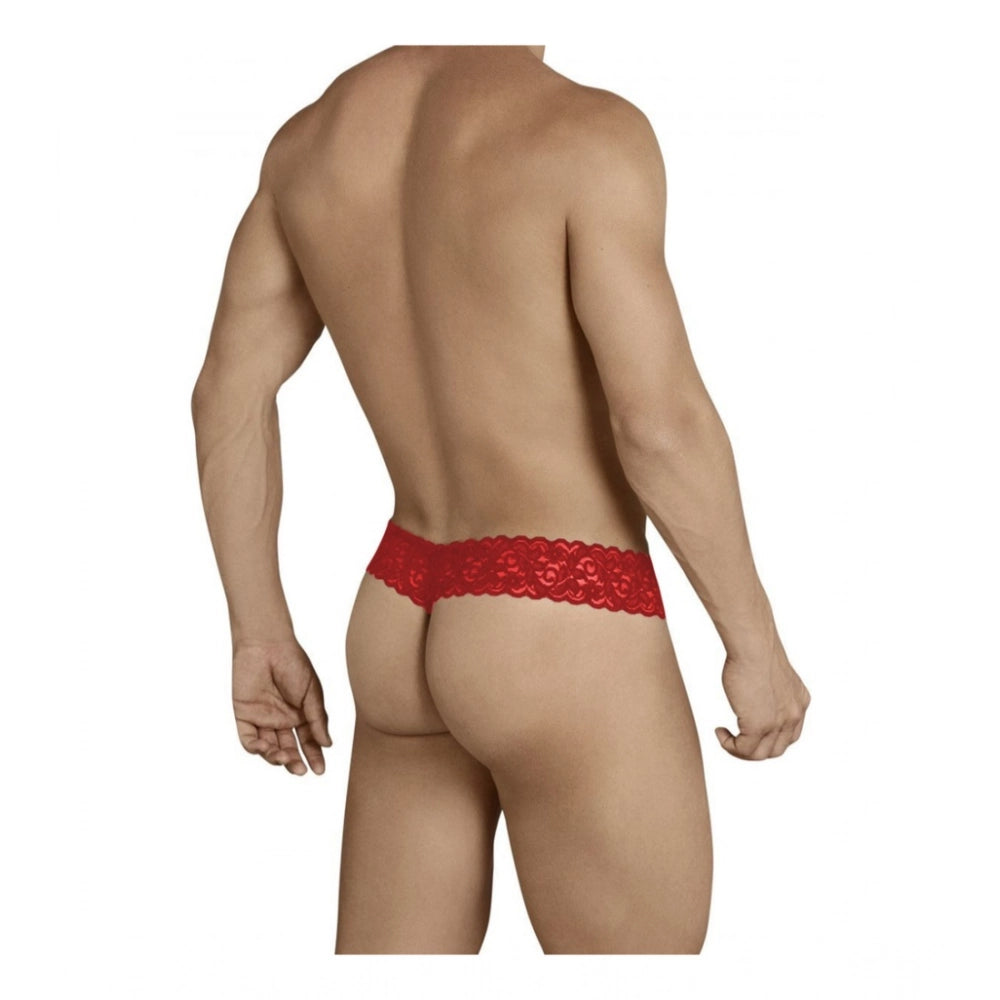 Amfyn Men's Pack Of_2  Power Net Lycra Lace Self Design G String Underwear (Red, Free Size: Fit to S, M, L)