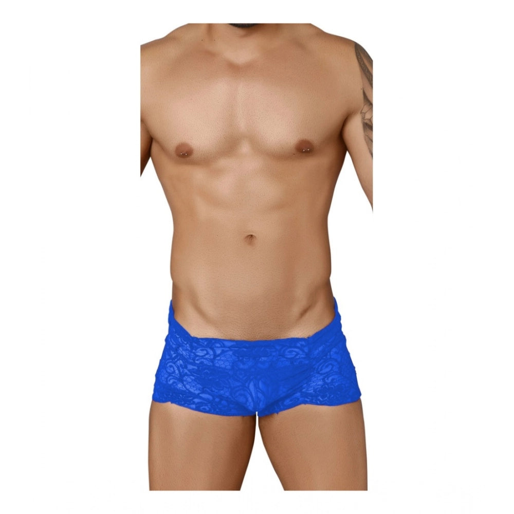 Amfyn Men's Pack Of_2  Nylon Spandex Self Design Boxer Underwear (Royal Blue, Free Size: Fit to S, M, L)