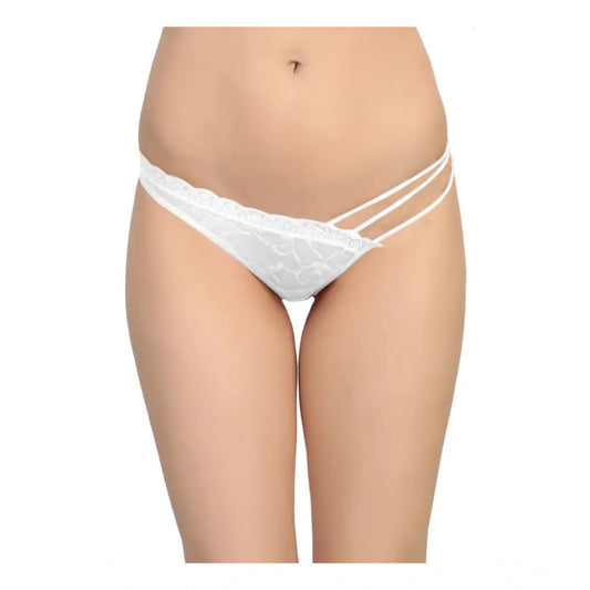 Amfyn Women's Pack Of_2  Nylon Spandex Self Design Brief Panty (White, Free Size: Fit to S, M, L)