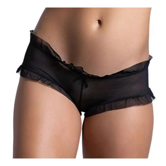 Amfyn Women's Pack Of_2  Nylon Spandex Self Design Boyshorts Panty (Black, Free Size: Fit to S, M, L)