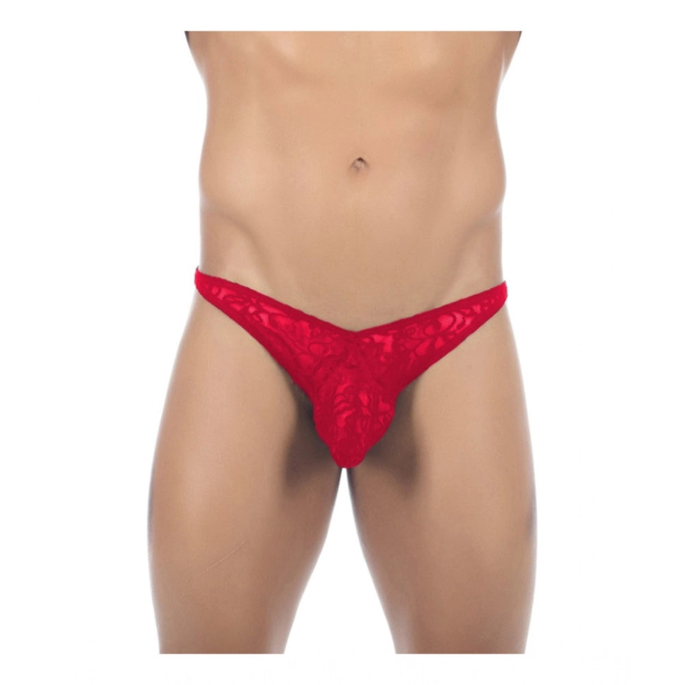 Amfyn Men's Pack Of_2  Nylon Spandex Self Design Bikini Underwear (Red, Free Size: Fit to S, M, L)