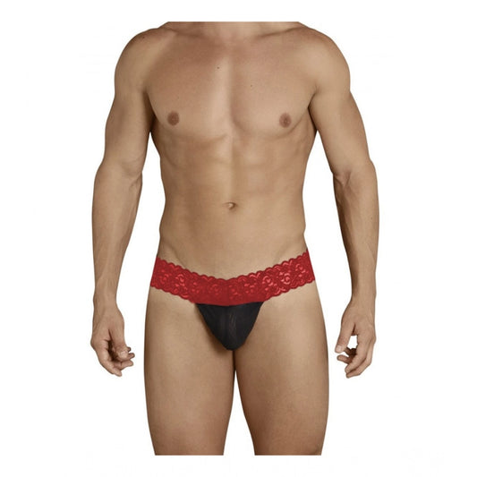 Amfyn Men's Pack Of_2  Power Net Lycra Lace Self Design G String Underwear (Red, Free Size: Fit to S, M, L)