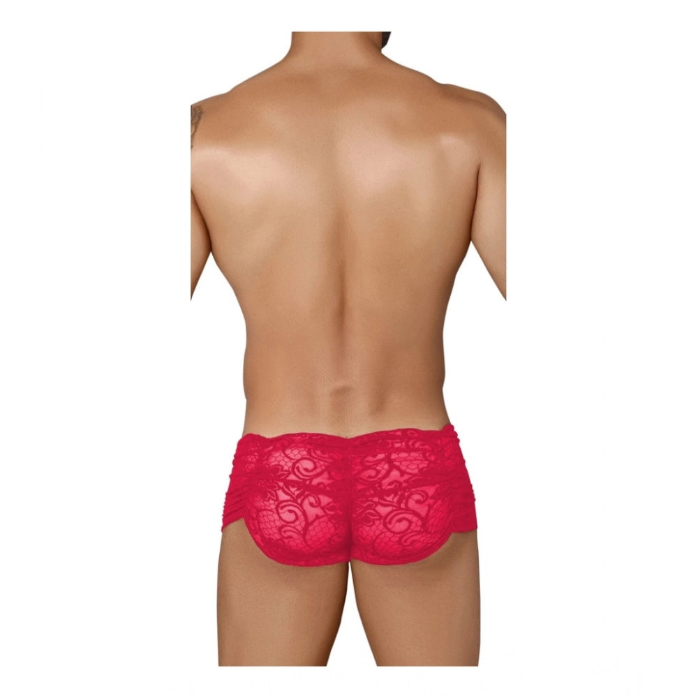 Amfyn Men's Pack Of_2  Nylon Spandex Self Design Boxer Underwear (Red, Free Size: Fit to S, M, L)