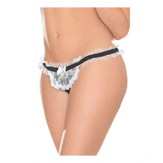 Amfyn Women's Pack Of_2  Polyester Spandex Self Design G String Erotic Panty (White, Free Size: Fit to S, M, L)