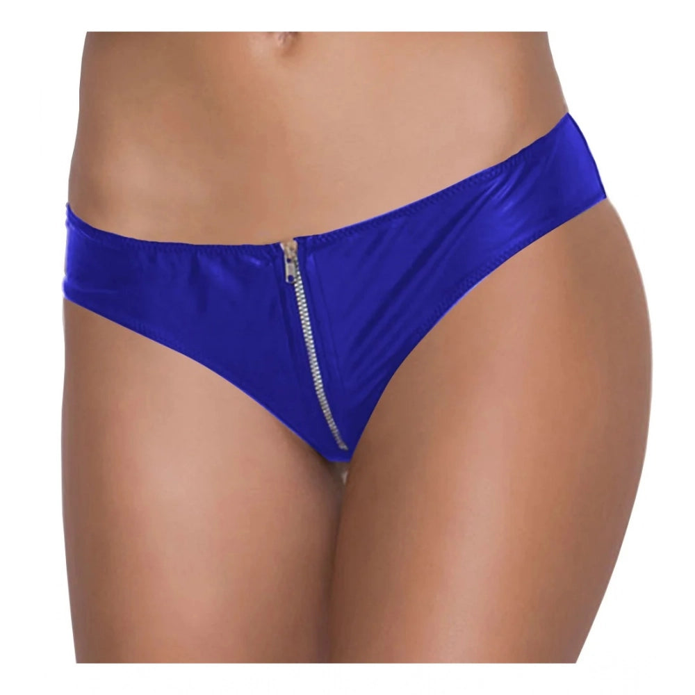 Amfyn Women's Pack Of_2  Polyester Spandex Solid Thong Panty (Royal Blue, Free Size: Fit to S, M, L)