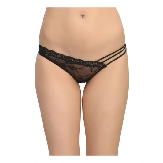 Amfyn Women's Pack Of_2  Nylon Spandex Self Design Brief Panty (Black, Free Size: Fit to S, M, L)