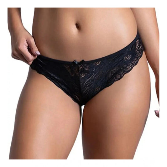 Amfyn Women's Pack Of_2  Nylon Spandex Self Design Brief Panty (Black, Free Size: Fit to S, M, L)