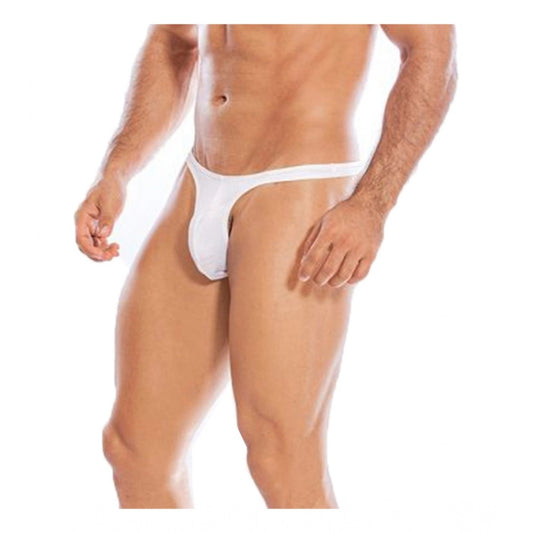 Amfyn Men's Pack Of_2  Polyester Spandex Solid Thong Underwear (White, Free Size: Fit to S, M, L)