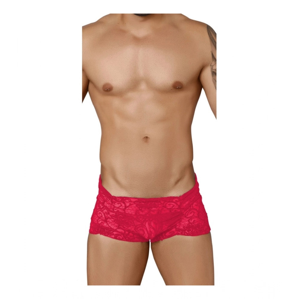 Amfyn Men's Pack Of_2  Nylon Spandex Self Design Boxer Underwear (Red, Free Size: Fit to S, M, L)