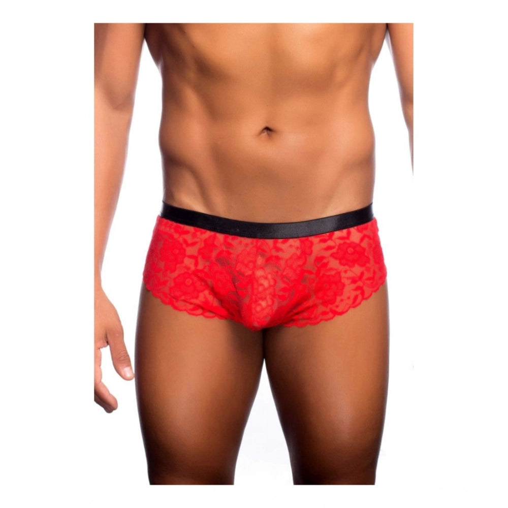 Amfyn Men's Nylon Spandex Self Design Boxer Underwear (Red, Free Size: Fit to S, M, L)