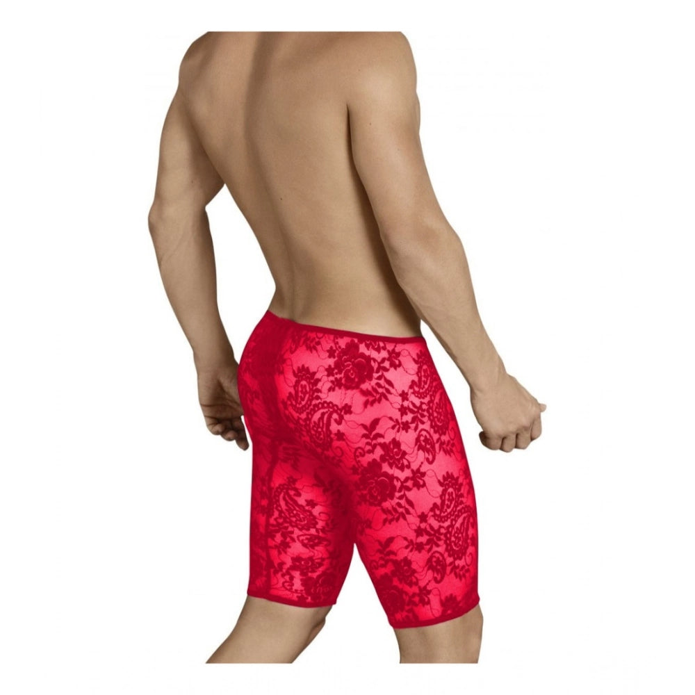 Amfyn Men's Nylon Spandex Self Design Boxer Underwear (Red, Free Size: Fit to S, M, L)