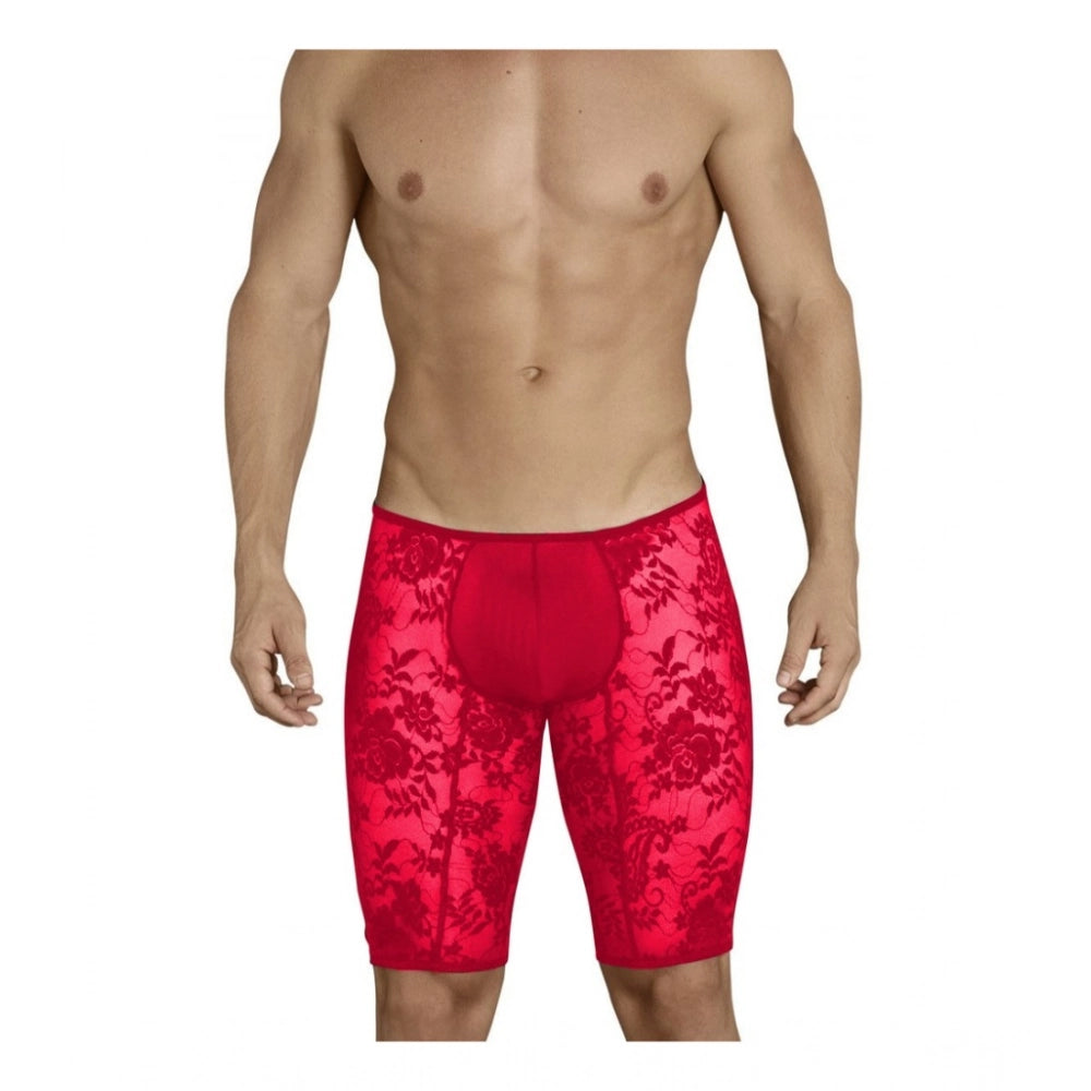 Amfyn Men's Nylon Spandex Self Design Boxer Underwear (Red, Free Size: Fit to S, M, L)