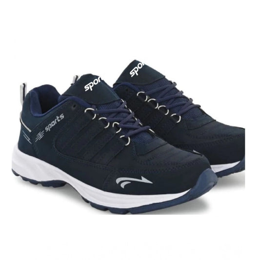 Amfyn Men's Casual Synthetic Leather Lace-Up Shoes (Navy Blue)