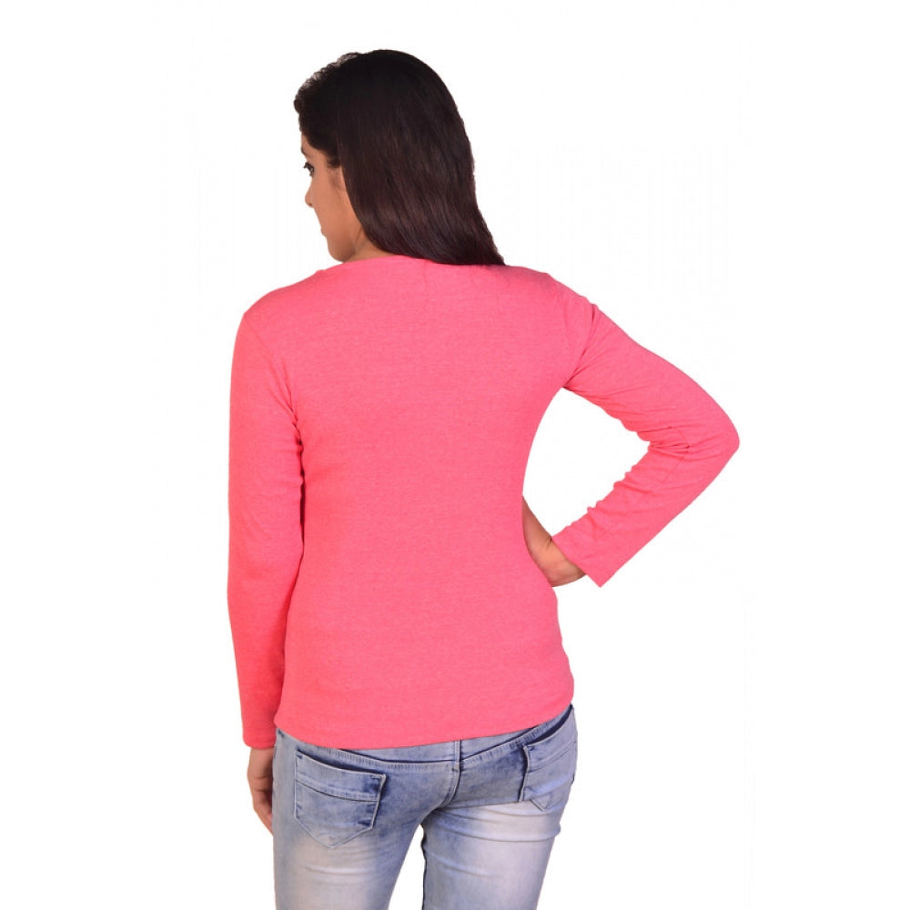 Women's Solid Full Sleeve T-Shirt Top Casual Wear